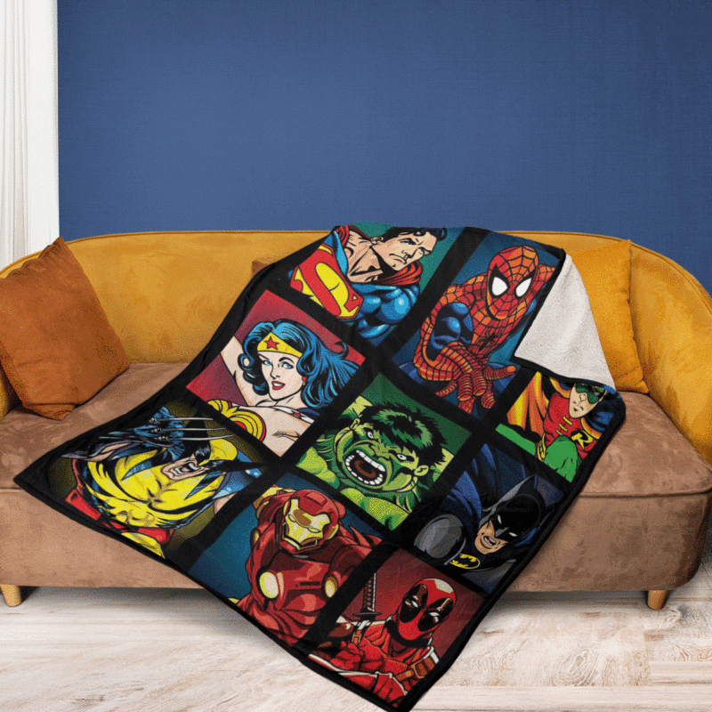 Teams Super Hero Marvel Comics Christmas Marvel Gift For Fan Comfy Sofa Throw Blanket Gift 2