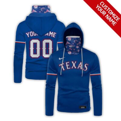 Texas Rangers #00 Mlb Team Dark Blue Jersey Style Custom Number Name For Texas Rangers Fans Gaiter Hoodie GH0936