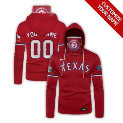 Texas Rangers #00 Mlb Team Red Jersey Style Custom Number Name For Texas Rangers Fans Gaiter Hoodie GH0836