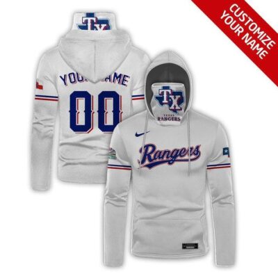 Texas Rangers Mlb Baseball Team Logo White Jersey Style Custom Number Name For Rangers Fans Gaiter Hoodie GH0723