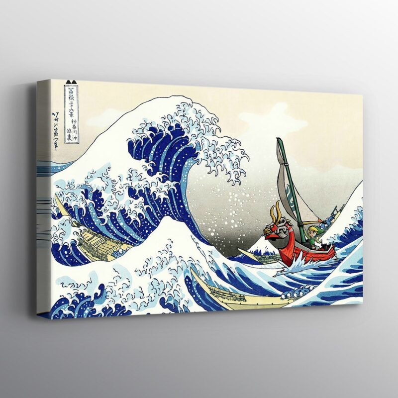 The Legend of Zelda Windwaker The Great Wave off Kanagawa Print Wall Art Canvas 1