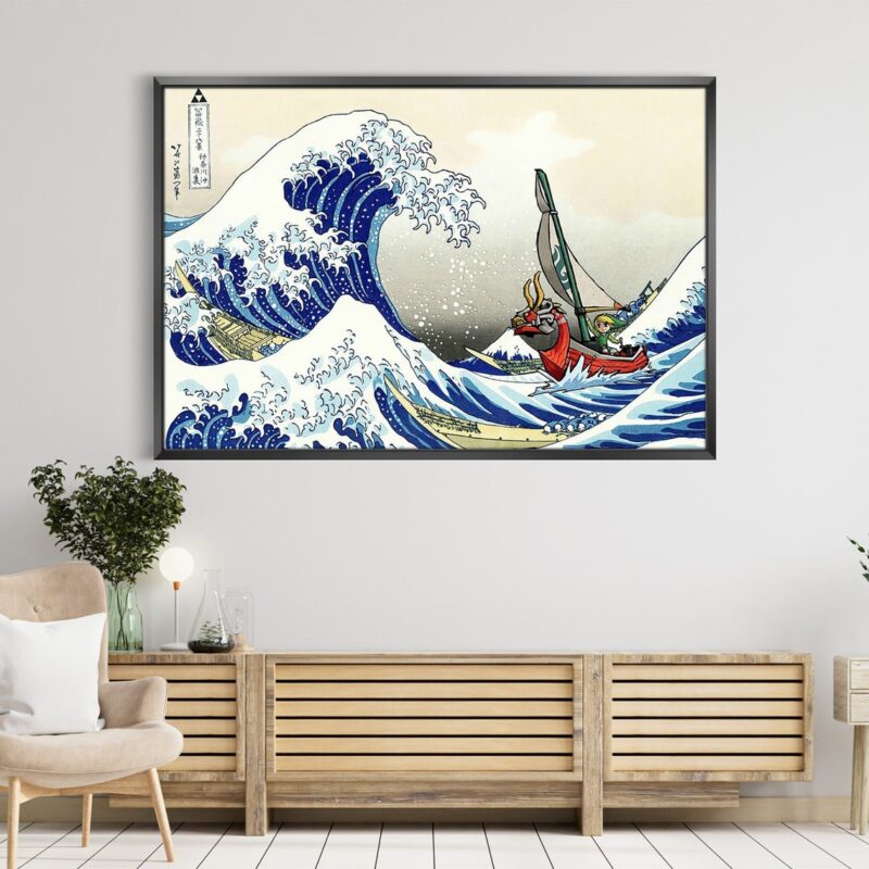 The Legend of Zelda Windwaker The Great Wave off Kanagawa Print Wall Art Canvas 2