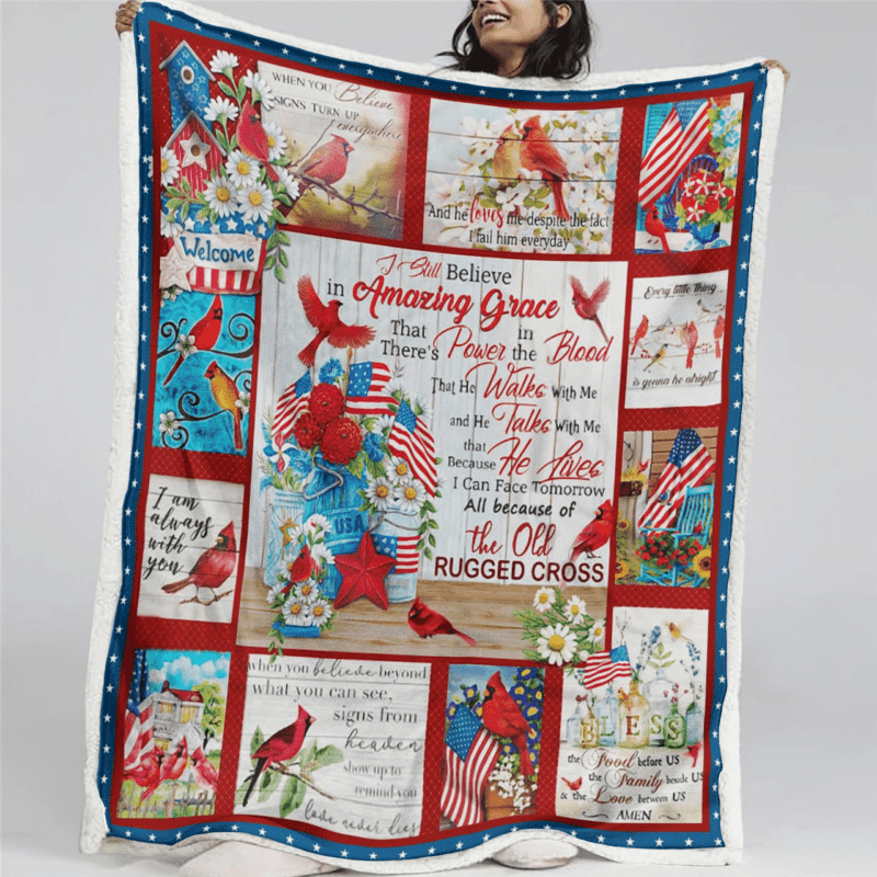 The Old Rugged Cross Cardinal Shepra Comfy Sofa Throw Blanket Gift 1