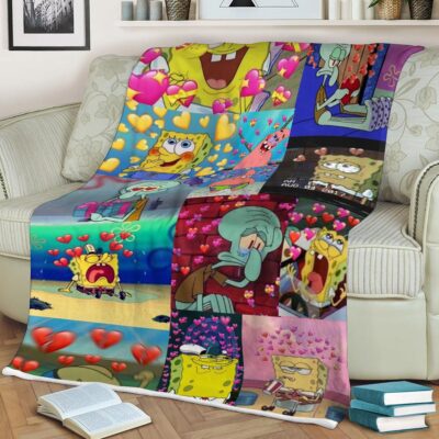 The SpongeBob Movie Sponge Out of Water Fan Gift, SpongeBob Patrick Star and Squidward Tentacles Comfy Sofa Throw Blanket Gift 1 SpongeBob Patrick Star and Squidward Tentacles Comfy Sofa Throw Blanket Gift