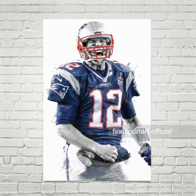 Tom Brady New England Poster, Canvas, Football Print, Sports Wall Art
