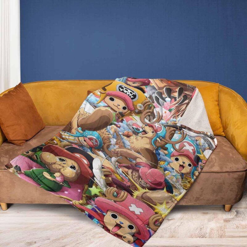 Tony Tony Chopper One Piece Anime Fan Gift Cotton Candy Lover Chopper Comfy Sofa Throw Blanket Gift 2