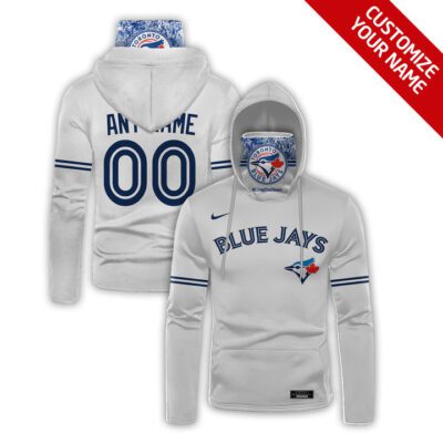 Toronto Blue Jays Mlb Baseball Team Logo Grey Jersey Style Custom Number Name For Jays Fans Gaiter Hoodie GH1005