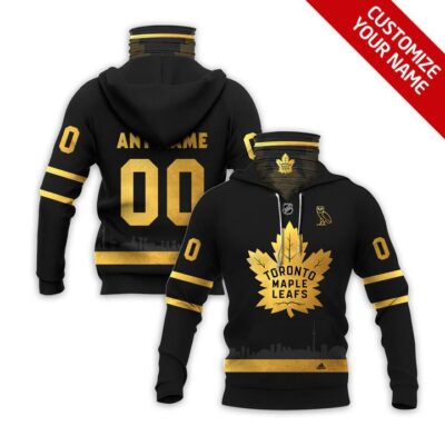 Toronto Maple Leafs Nhl Ice Hockey Team Logo Black Jersey Style Custom Number Name For Leafs Fans Gaiter Hoodie GH0400