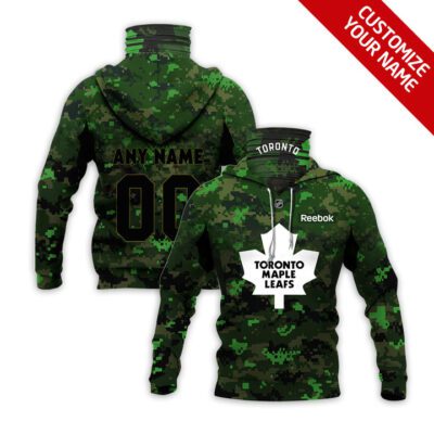 Toronto Maple Leafs Nhl Ice Hockey Team Logo Green Camo Jersey Style Custom Number Name For Leafs Fans Gaiter Hoodie GH0167
