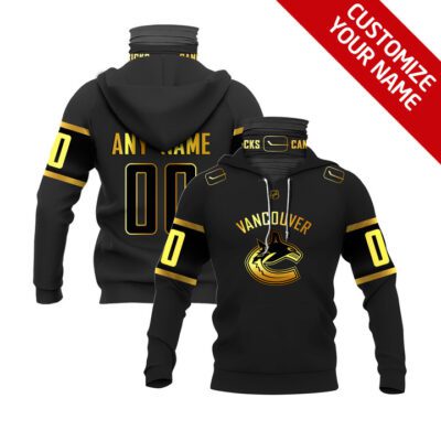 Vancouver Canucks Nhl Ice Hockey Team Logo Black Jersey Style Custom Number Name For Canucks Fans Gaiter Hoodie GH0459