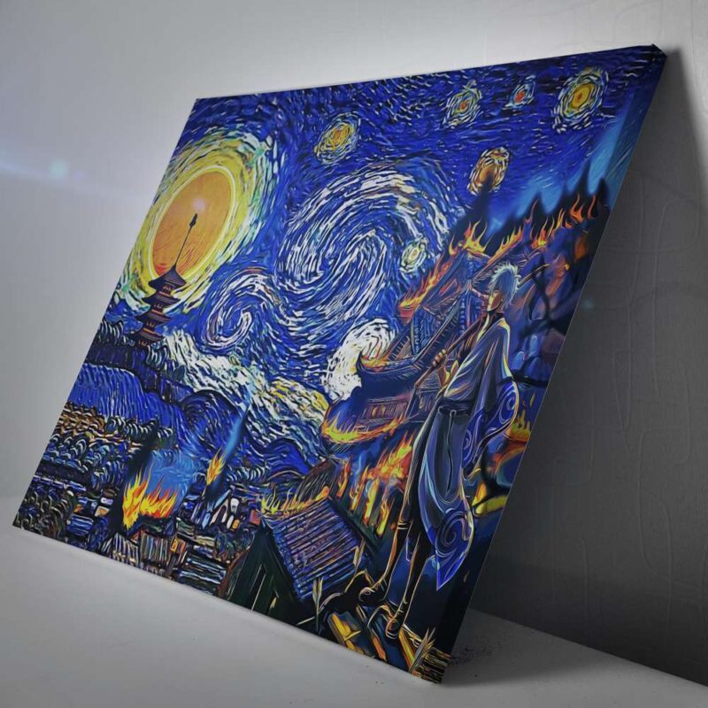 Village on Fire Gintama Starry Night Canvas Poster Print Wall Art Decor 1