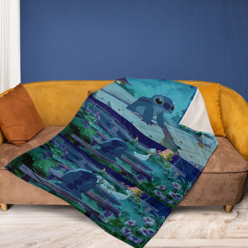 Walt Disney Stitch Gift Walt Disney Stitch Stitch And Lilo Stitch And Duck Gift For Fan Comfy Sofa Throw Blanket Gift 2