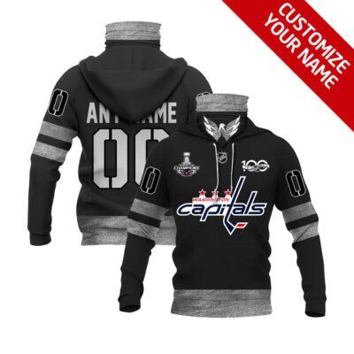 Washington Capitals #00 Nhl Team Black Jersey Style Custom Number Name For Washington Capitals Fans Gaiter Hoodie GH0467