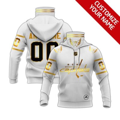 Washington Capitals #00 Nhl Team White Jersey Style Custom Number Name For Washington Capitals Fans Gaiter Hoodie GH0602