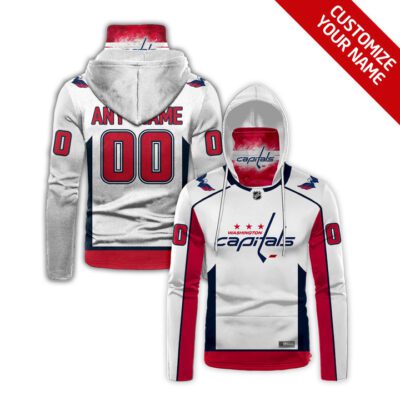 Washington Capitals Nhl Ice Hockey Team Logo White Jersey Style Custom Number Name For Capitals Fans Gaiter Hoodie GH0599