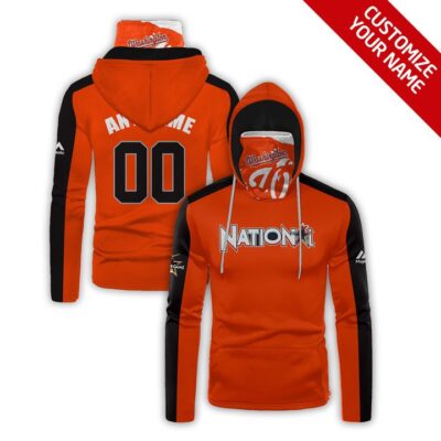 Washington Nationals #00 Mlb Team Orange Jersey Style Custom Number Name For Washington Nationals Fans Gaiter Hoodie GH0491