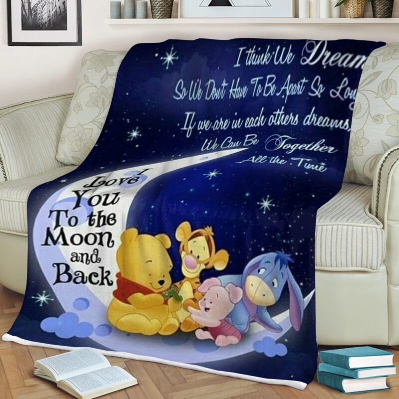 Winnie-the-Pooh with Friends I Love You To The Moon And Back Comfy Sofa Throw Blanket Gift