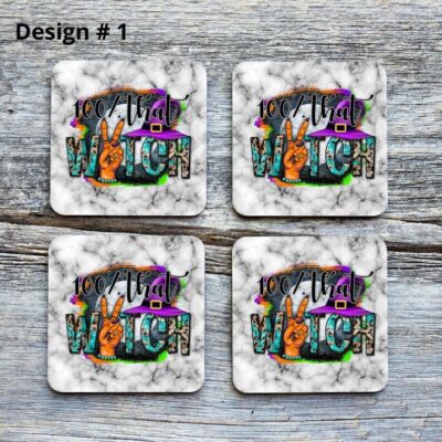 100 Percent That Witch Halloween Drinkware Coasters Set of 4 2