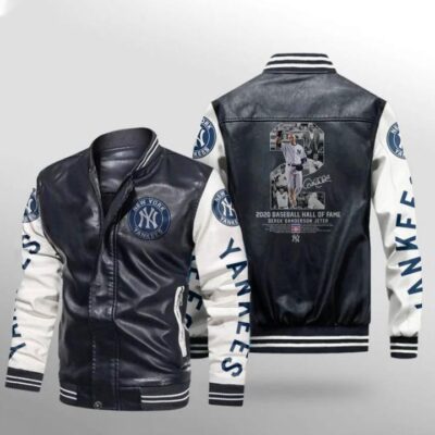 2020 Baseball Hall Of Fame Derek Sanderson Jeter New York Yankees 2 Gift For Yankees Fans Leather Bomber Jacket LBJ0023