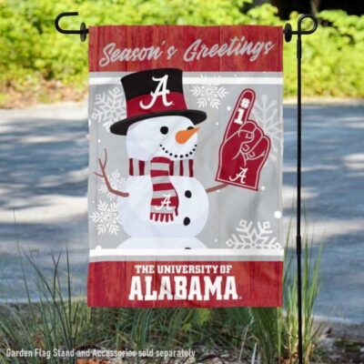 Alabama Crimson Tide Holiday Winter Snowman Greetings Garden Flag GF00315