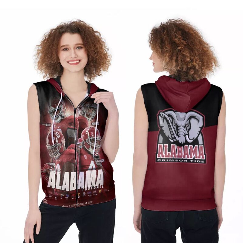 Alabama Crimson Tide National Champion Legend Players Football 3D Designed Allover Gift For Alabama Fans 3 Zip Sleeveless Hoodie ZSH0887