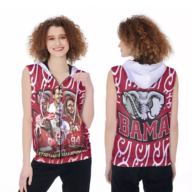 Alabama Crimson Tide National Champions Great football Players 3D Designed Allover Gift For Alabama Fans 1 Zip Sleeveless Hoodie ZSH0937