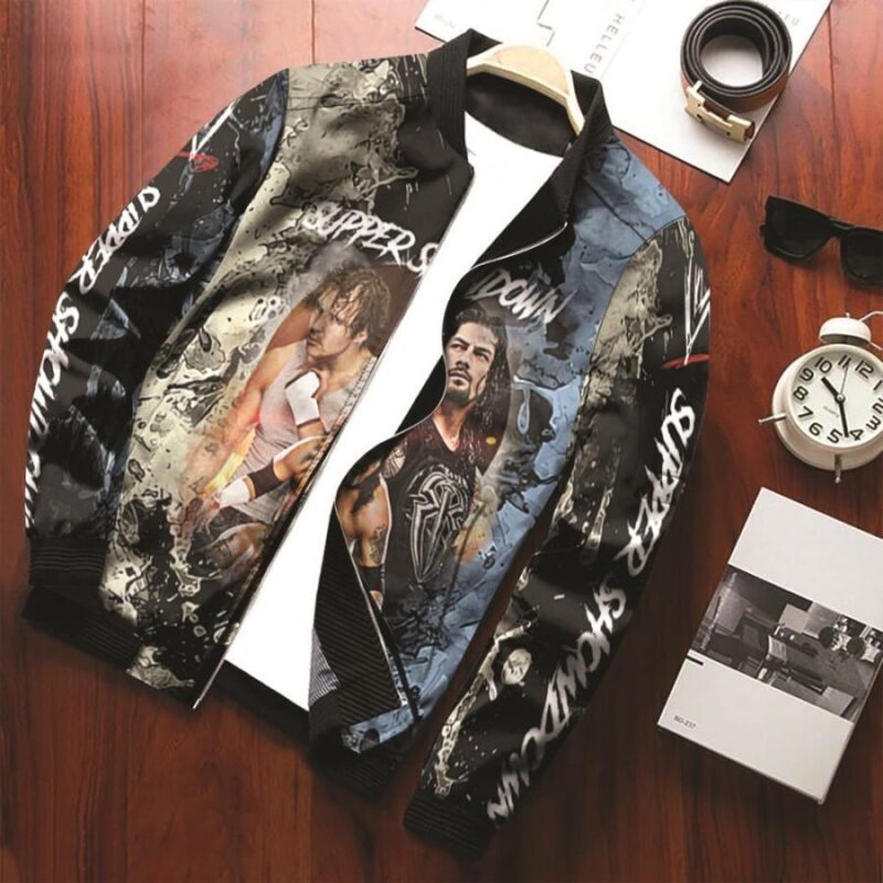 All stars Super Showdown WWE Legends Meeting Professional Wrestle Black Bomber Jacket Gift For WWE Fans BJ03569