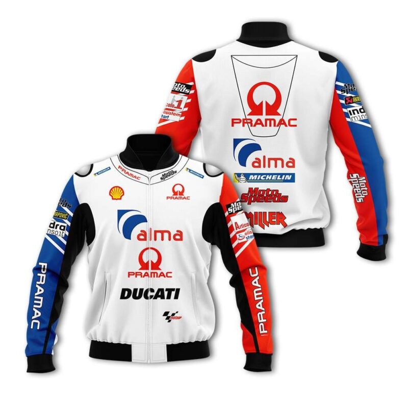 Alma Pramac Ducati Auto Racing Team Costume Moto Gp Moto Speeds Gift For Ducati Fans Bomber Jacket BJ03916