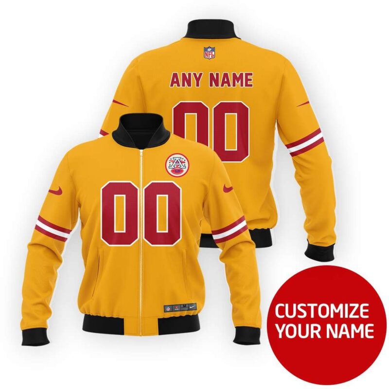 American Football League #00 Personalized Gold Jersey Style Gift With Custom Number Name For Afl Fans Bomber Jacket BJ04032