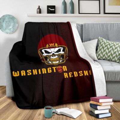 American Football Team Fleece Blanket - Washington Redskin Skull Wearing Helmet Fleece Blanket 2 American Football Team Fleece Blanket Washington Redskin Skull Wearing Helmet Fleece Blanket 2
