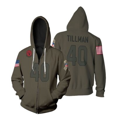 Arizona Cardinals Pat Tillman #40 Great Player NFL Camo 2019 Salute To Service 3D Gift For Arizona Fans Zip Hoodie ZH00534