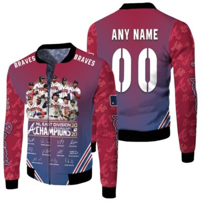 Atlanta Braves NL East Division Champions Great Player Signature Gift With Custom Name Number For Braves Fans Fleece Bomber Jacket