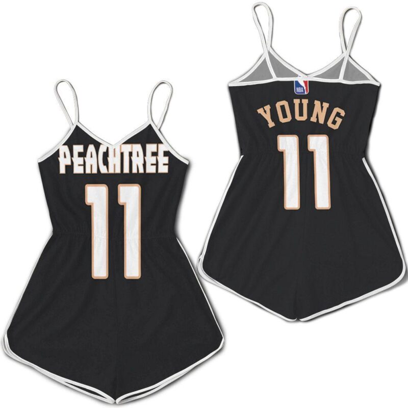 Atlanta Hawks Trae Young #11 NBA Great Player Swingman Black City Edition Gift For Atlanta Fans Romper Jumpsuit RJ05409