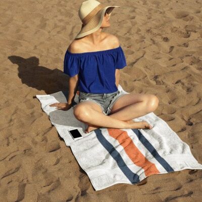 Auburn Helmet Stripes Beach Towel