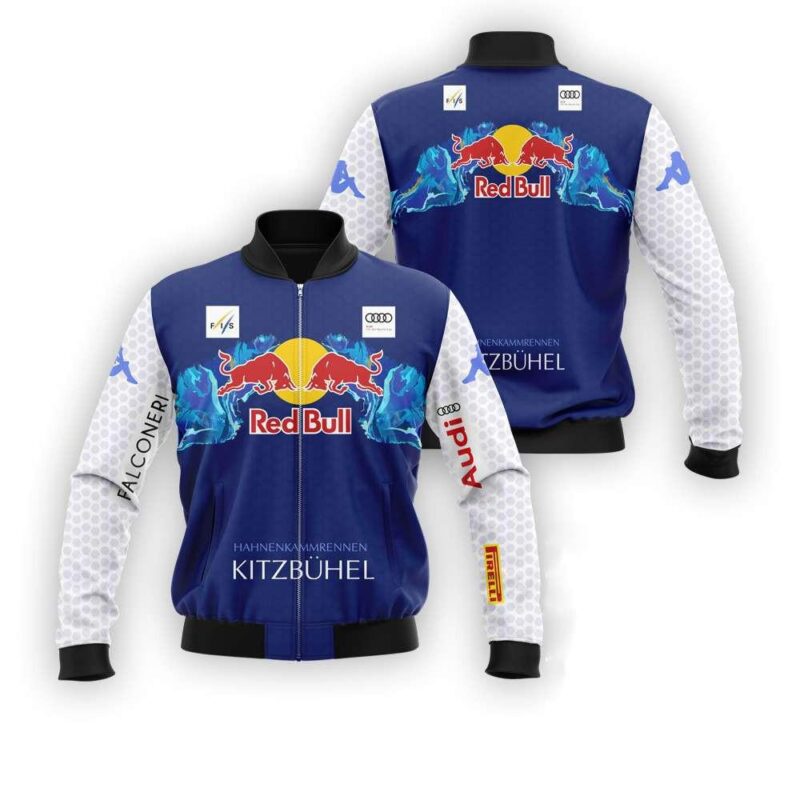 Audi Red Bull Skiing All Over Design Blue All Over Design Gift For Skiing Fans Bomber Jacket BJ03982