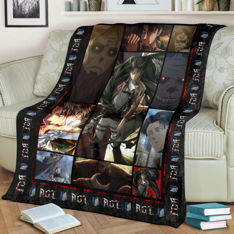 Beast Titan Vs Levi Attack On Titan Fleece Blanket Anime Home Decor Custom For Fans 1