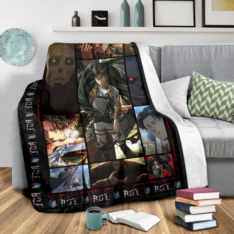 Beast Titan Vs Levi Attack On Titan Fleece Blanket Anime Home Decor Custom For Fans 2
