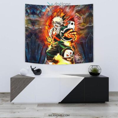 Blazing Bakugo Wall Anime Tapestry 2