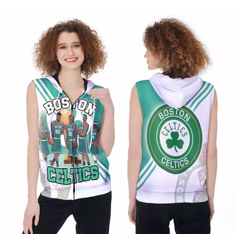 Boston Celtics All Great Players Champions NBA Basketball Team 3D Designed Allover Gift For Celtics Fans Zip Sleeveless Hoodie ZSH0844