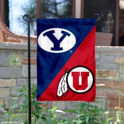 Brigham Young vs. Utah House Divided Garden Flag GF00037