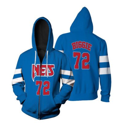 Brooklyn Nets Biggie #72 NBA Basketball Team New Arrival Blue 3D Gift For Brooklyn Fans Zip Hoodie ZH00513