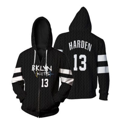 Brooklyn Nets James Harden #13 NBA Great Player New Arrival Black 3D Gift For Brooklyn Fans Zip Hoodie ZH00518