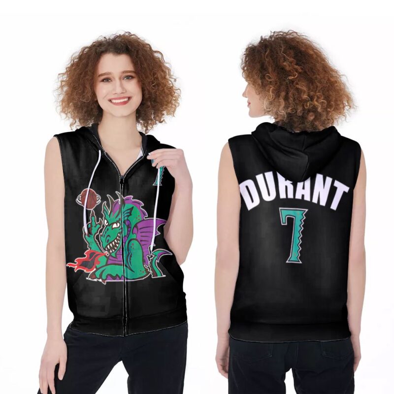 Brooklyn Nets Kevin Durant 7 Great Player NBA 2020 New Arrival Black 3D Designed Allover Gift For Nets Fans Zip Sleeveless Hoodie ZSH1299