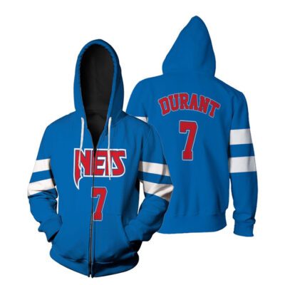Brooklyn Nets Kevin Durant #7 NBA Basketball Team New Arrival Blue 3D Gift For Brooklyn Fans Zip Hoodie ZH00500