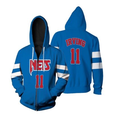 Brooklyn Nets Kyrie Irving #11 NBA Basketball Team New Arrival Blue 3D Gift For Brooklyn Fans Zip Hoodie ZH00528