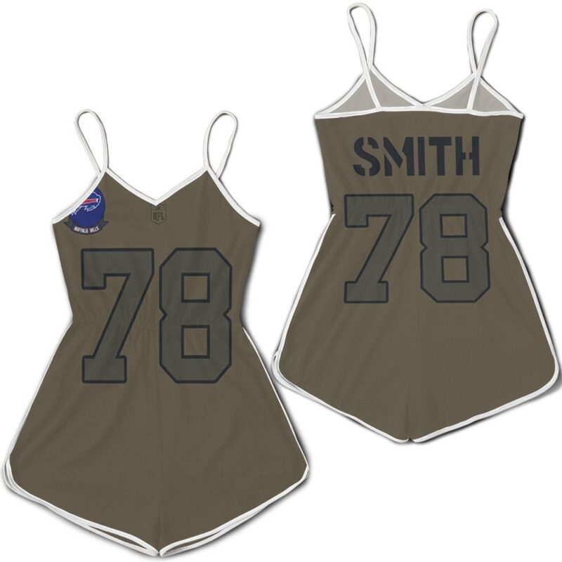 Buffalo Bills Bruce Smith #78 NFL Great Player Camo 2019 Salute To Service Custom Custom Gift For Bills Fans Romper Jumpsuit RJ05121