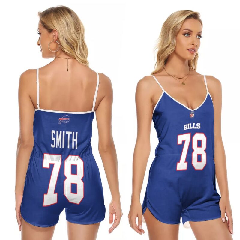 Buffalo Bills Bruce Smith #78 NFL Legend Player American Football Game Royal Gift For Bills Fans V-neck Romper Jumpsuit RJ05097