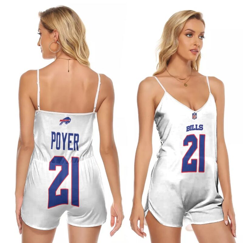 Buffalo Bills Jordan Poyer #21 NFL Great Player American Football Team Game White Gift For Bills Fans V-neck Romper Jumpsuit RJ05099