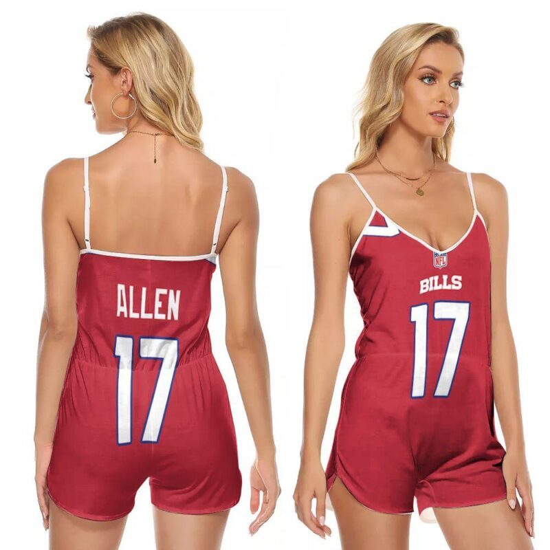 Buffalo Bills Josh Allen 17 Great Player NFL Vapor Red Gift For Bills Fans V-neck Romper Jumpsuit RJ00945