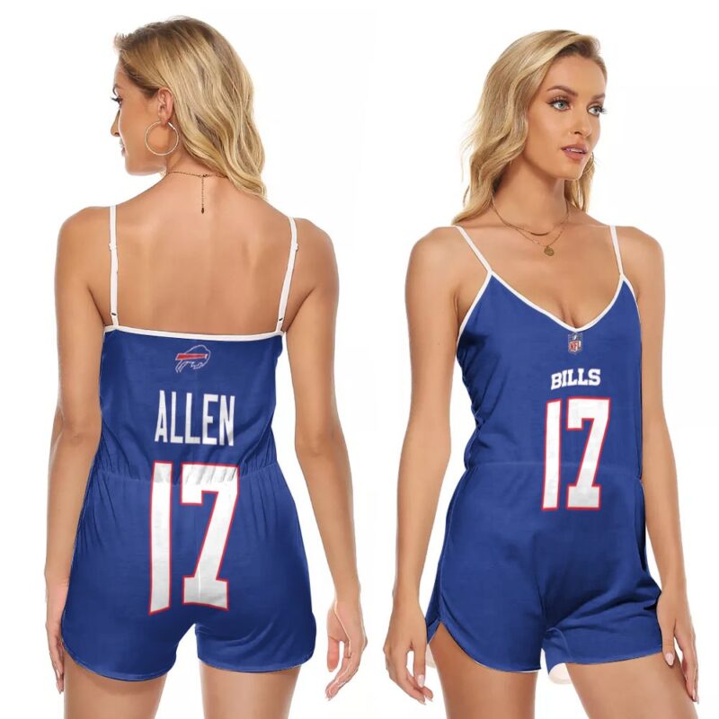 Buffalo Bills Josh Allen #17 NFL Legend Player American Football Game Royal Gift For Bills Fans V-neck Romper Jumpsuit RJ05105